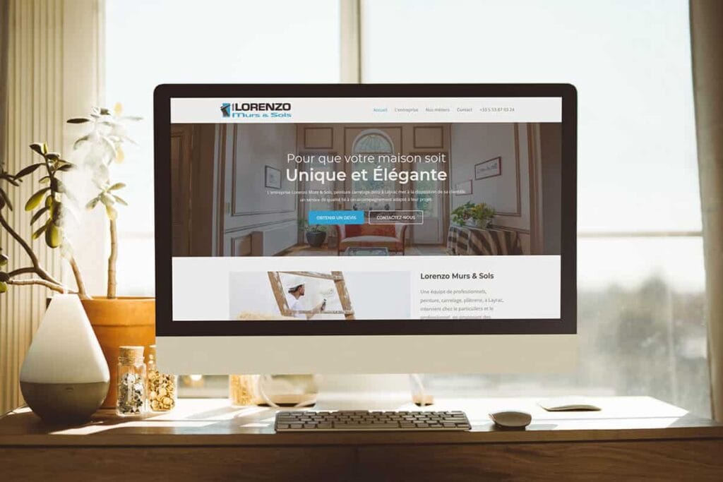Mockup présentant le site web Lorenzo Murs & Sols