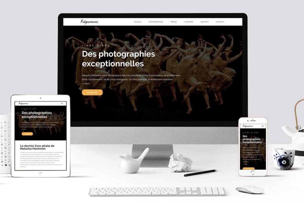 Mockup présentant le site web Fulgurances