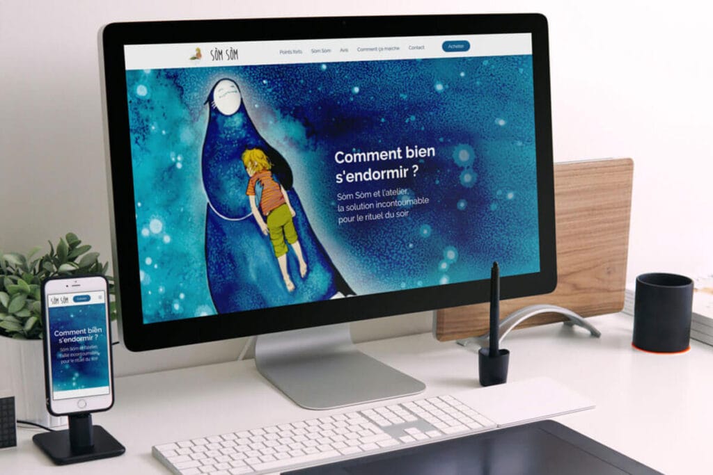 Mockup présentant le site web Som Som