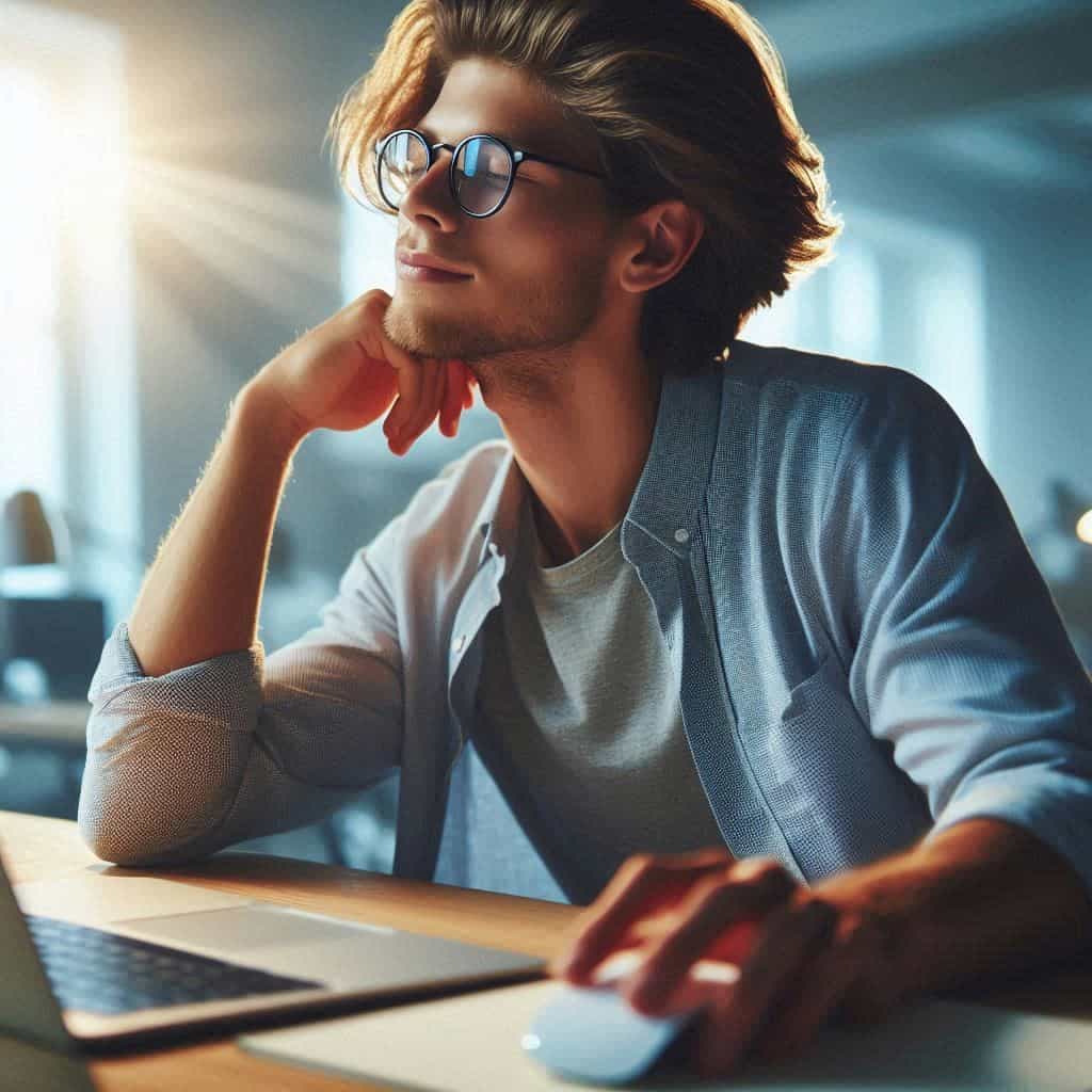 Un jeune homme webdesigner travaillant sur le design responsive d'un site web devant son ordinateur