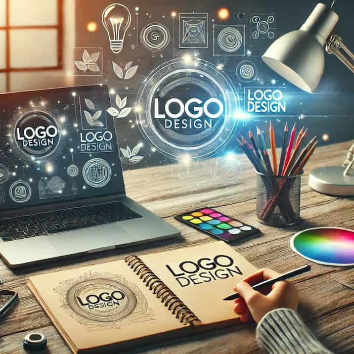 Espace de travail créatif pour créer un logo
