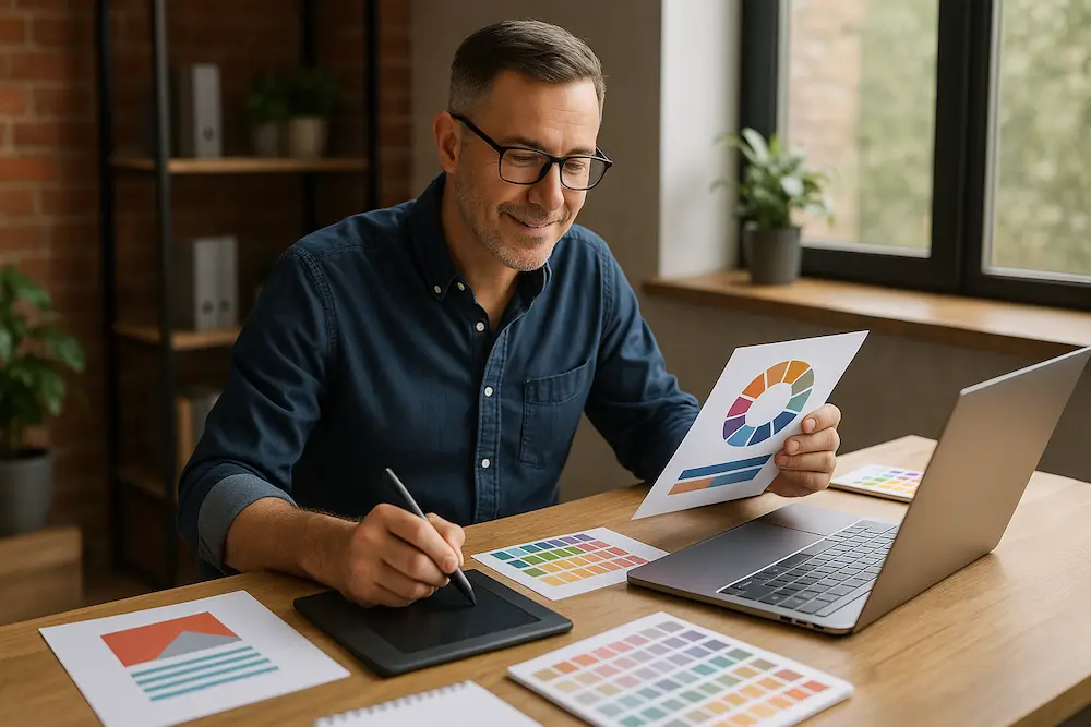 Webdesigner mettant à jour gabarits et palettes pour une Cohérence visuelle durable