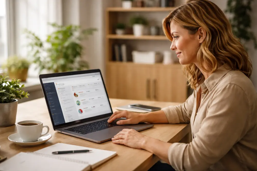 Femme travaillant dans un bureau moderne