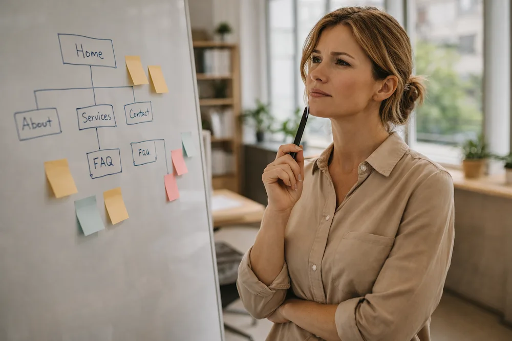 Réflexion stratégique au bureau moderne