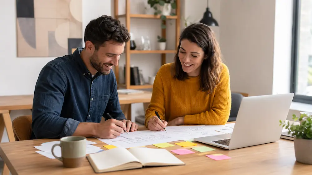 Collaborative workspace with design sketches