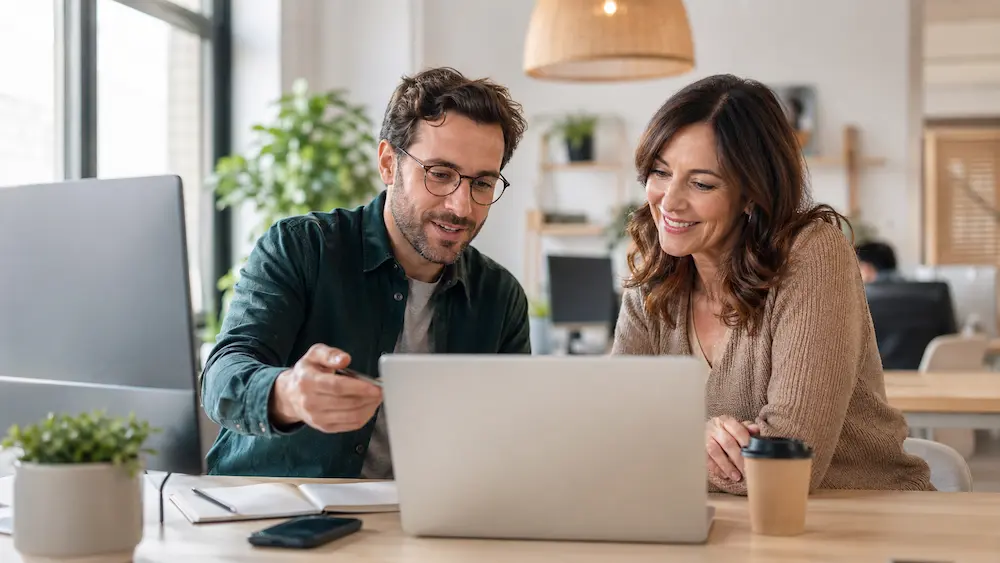 Collaborative workspace with engaged professionals