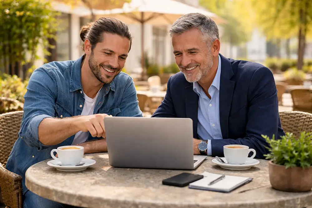 Moment de partage au café