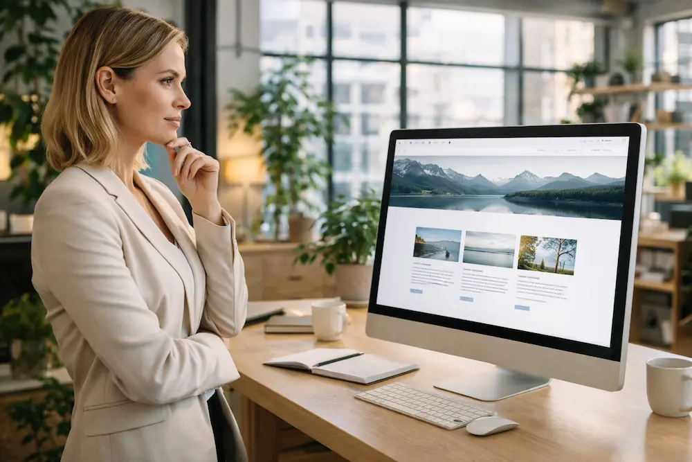 Dirigeant face à son site web dans le cadre d'un référencement pour site WordPress