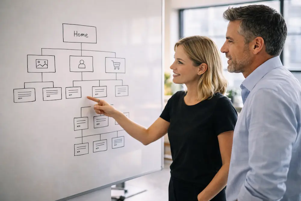 Webdesigner présente la structure d'un site pour améliorer le référencement pour site WordPress