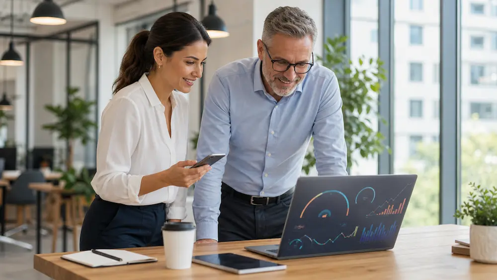Analyse collaborative dans un bureau moderne