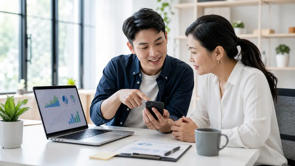 Discussion collaborative dans un espace de travail moderne