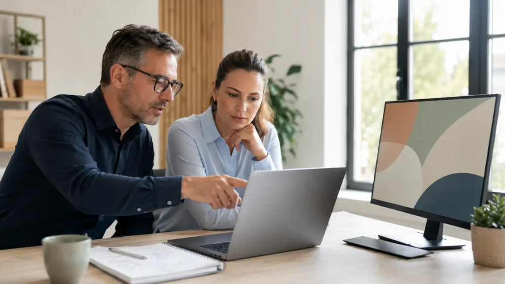 Sécurité site WordPress - Collaborative focus in a modern office